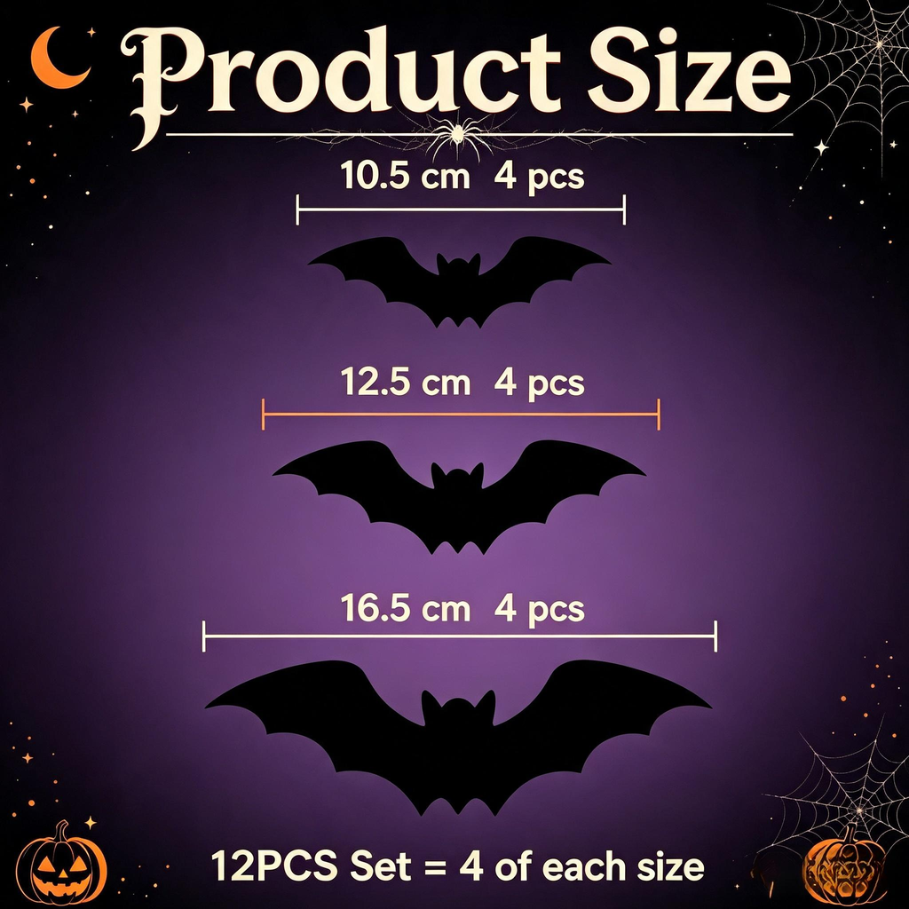 3D Bat Light LED Decorations, 12pcs/24pcs Halloween Spooky Ornaments, Bendable Wall Stickers with Smooth Bubble-Free Application, Easy Install Battery Powered Glowing Decor, Indoor Decor for Home, Party, Window, Door, Festival